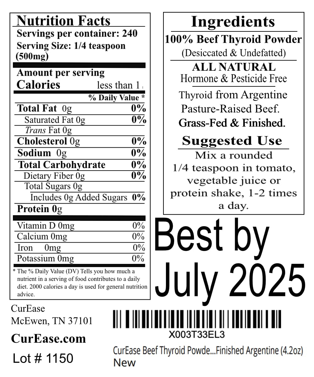 CurEase Beef Thyroid Powder Grass Fed Argentine - 4.2oz - image 3
