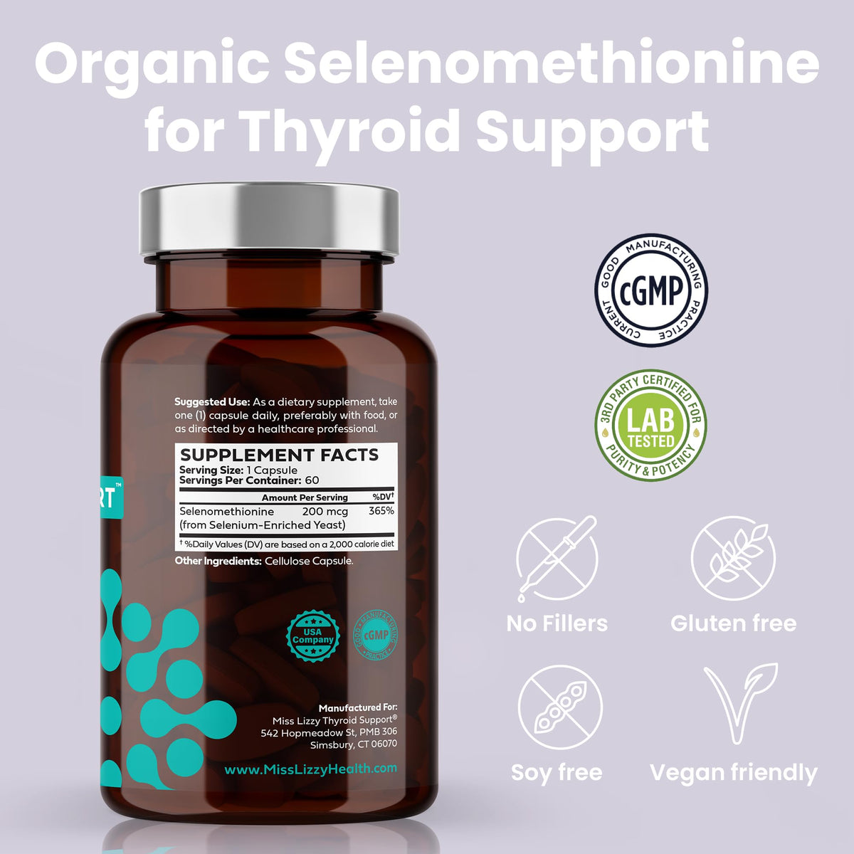 Miss Lizzy ThyroConvert Organic Selenomethionine Thyroid Support - 60 Capsules - image 2