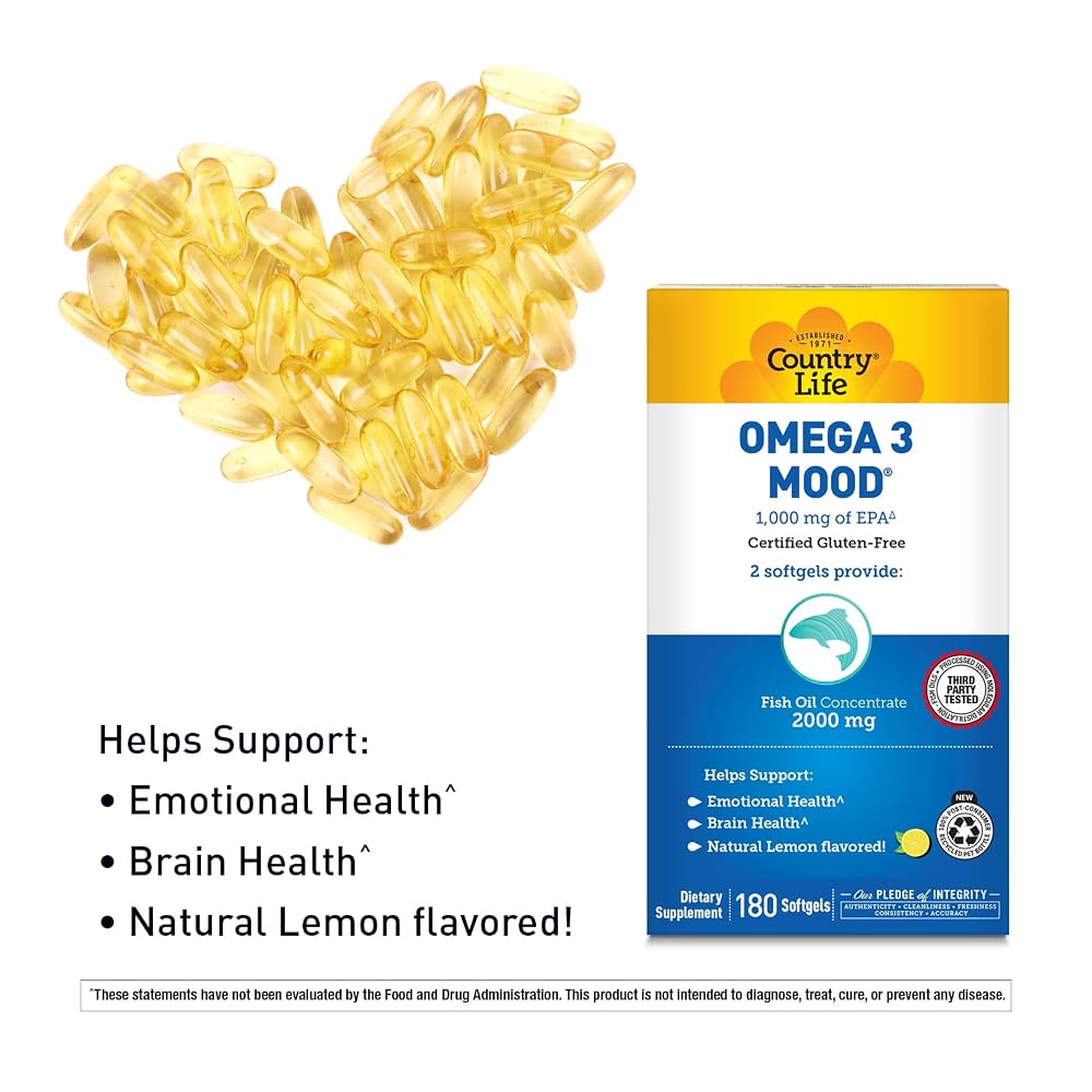 Country Life Omega 3 Mood Fish Oil 1000 mg EPA - 180 Softgels - image 4