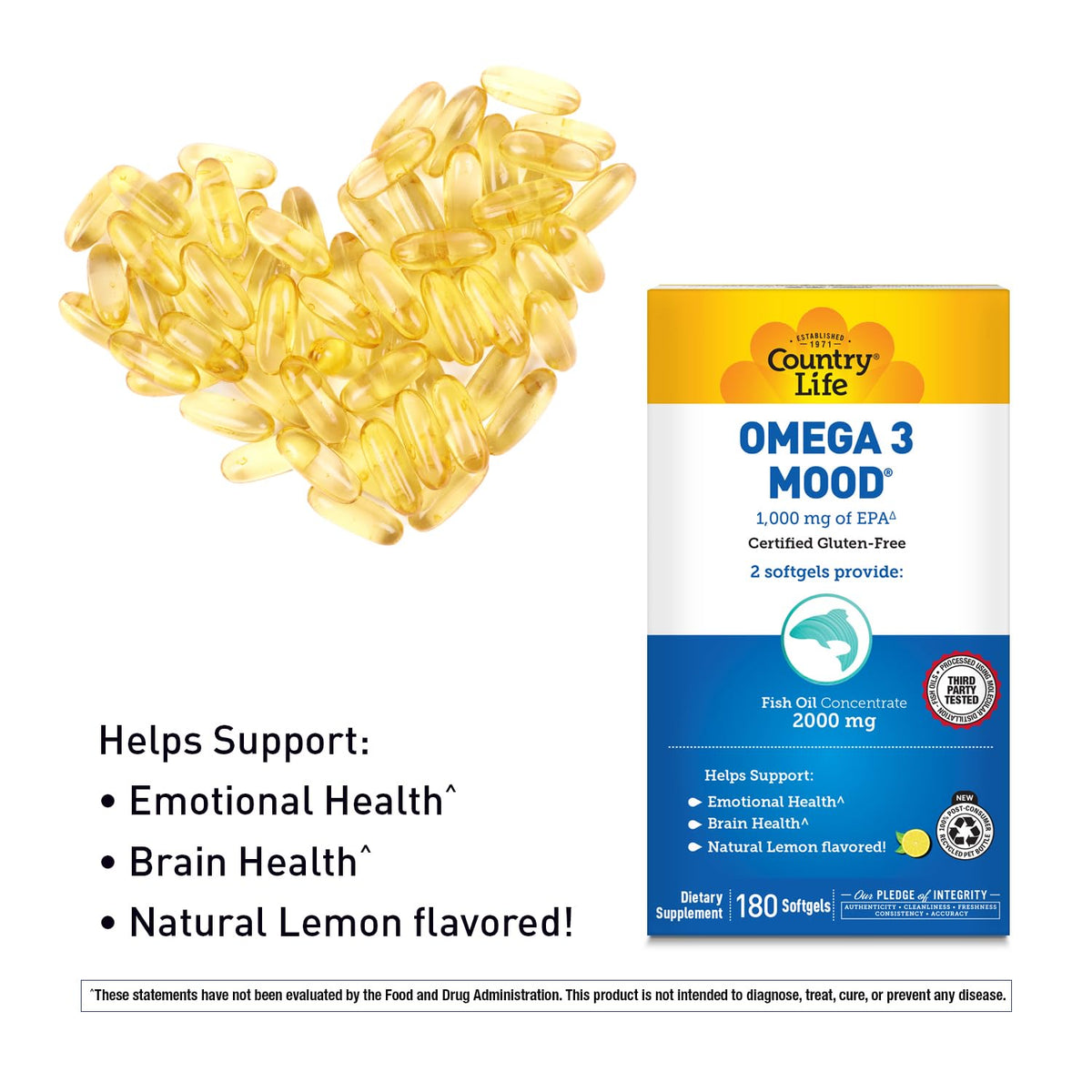 Country Life Omega 3 Mood Fish Oil 1000 mg EPA - 180 Softgels - image 4