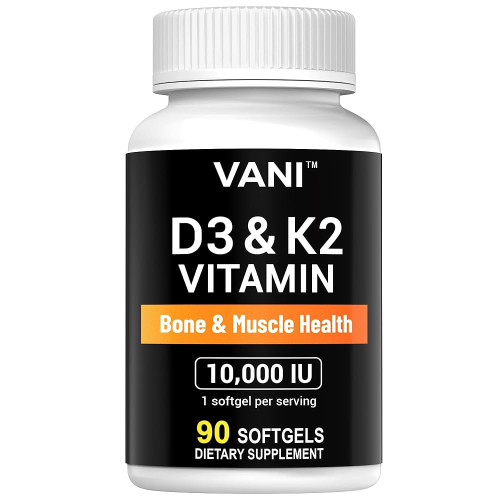VANI Vitamin D3 10000 IU + K2 MK-7 Bone Support - 90 Softgels