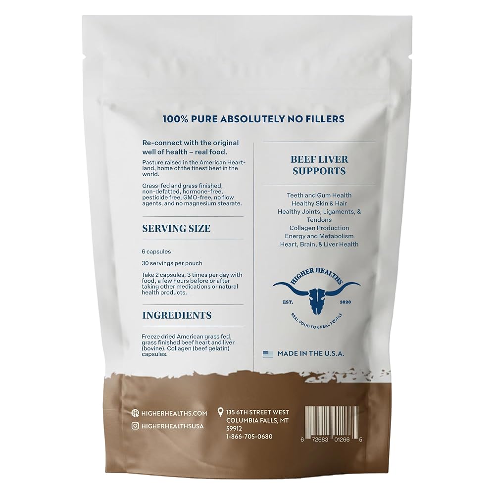 Higher Healths Grass Fed Beef Liver Capsules - 180 Count - image 2