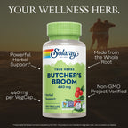 SOLARAY True Herbs Butcher's Broom 440mg - 100 Vegetarian Capsules - image 3