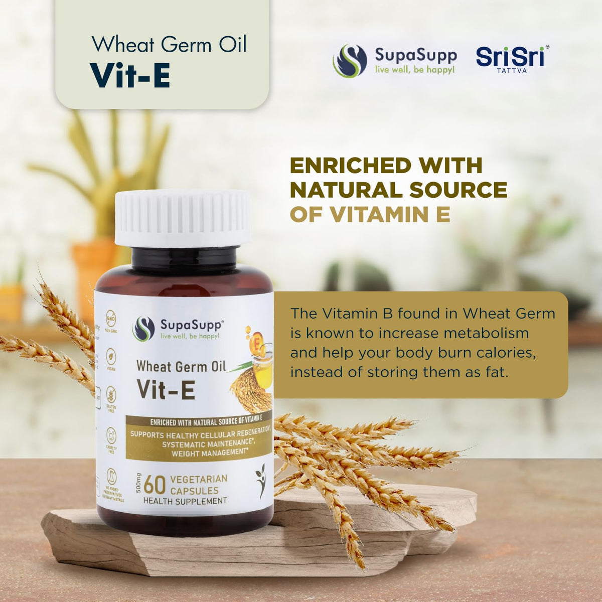 Sri Sri TATTVA Vit-E Wheat Germ Oil 500mg - 60 Capsules - image 7