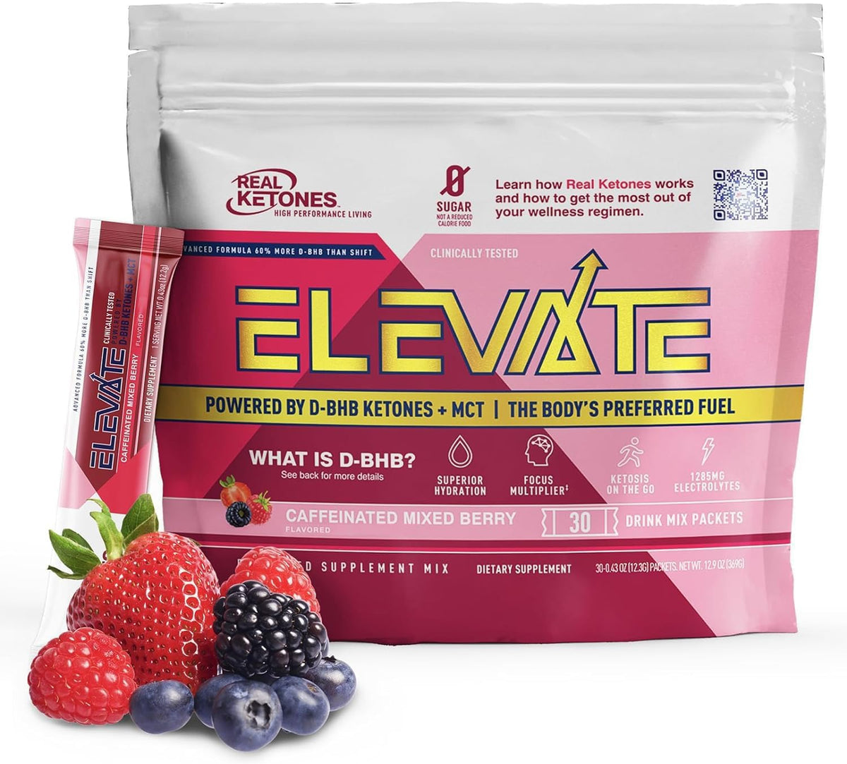 Real Ketones MCT & BHB Exogenous Ketones Drink Mix Packets Elevate