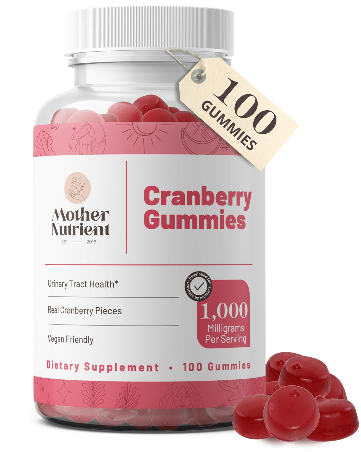 Mother Nutrient Cranberry Gummies for Urinary Tract Health - 100 Count