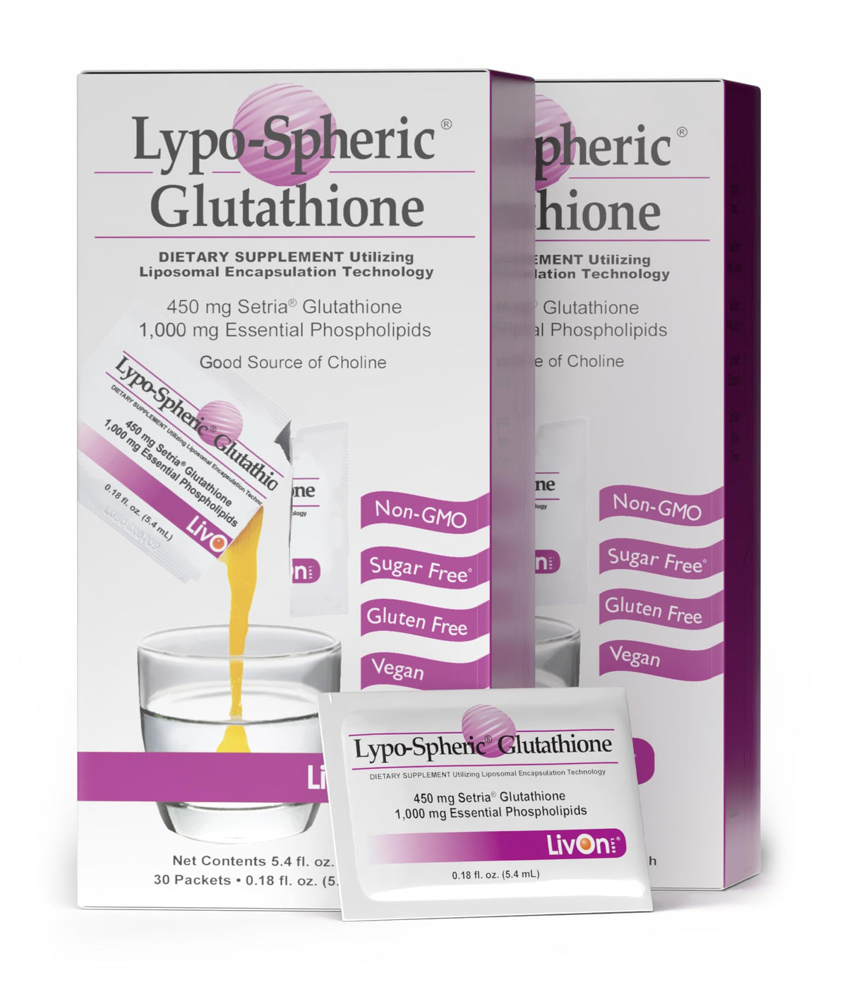 LivOn Laboratories Lypo-Spheric Glutathione - 450 mg Glutathione Per