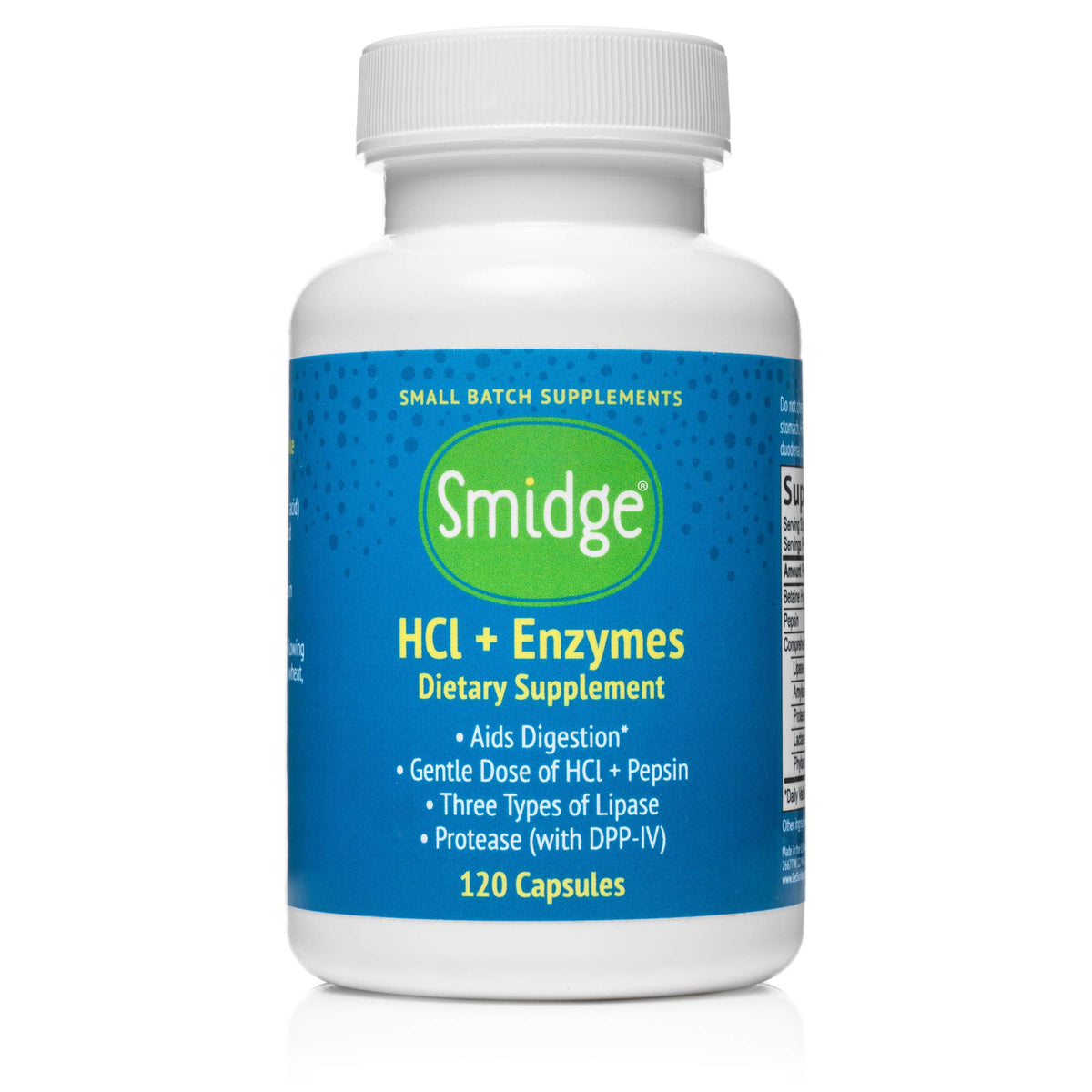 Smidge HCl + Enzymes Digestion Support - 120 Capsules