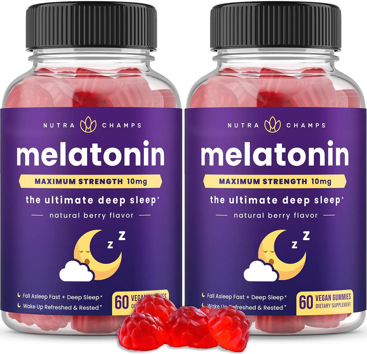 NutraChamps Melatonin Gummies for Adults Extra Strength