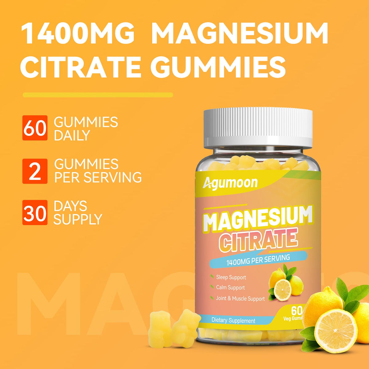 Agumoon Magnesium Citrate Gummies 1400mg - 60 Count - image 6