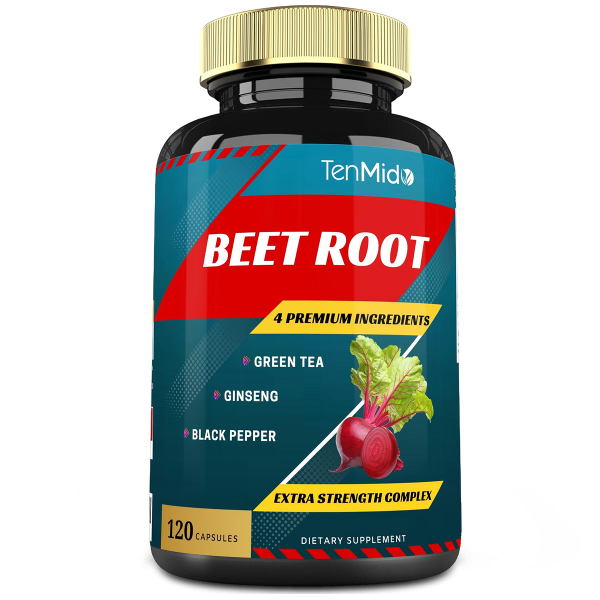 Tenmido Beet Root Extract Capsules Energy Support - 120 Count