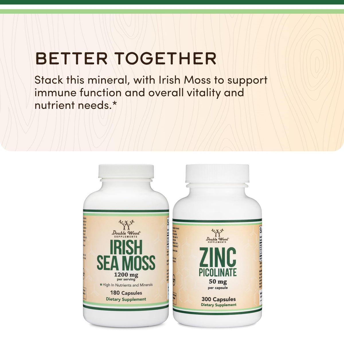 Double Wood Supplements Irish Sea Moss 1,200mg - 180 Capsules - image 5