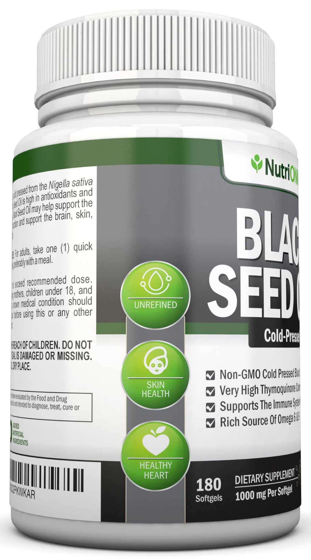 NutriONN Black Seed Oil 1000 mg Immune Support - 180 Softgels - image 4