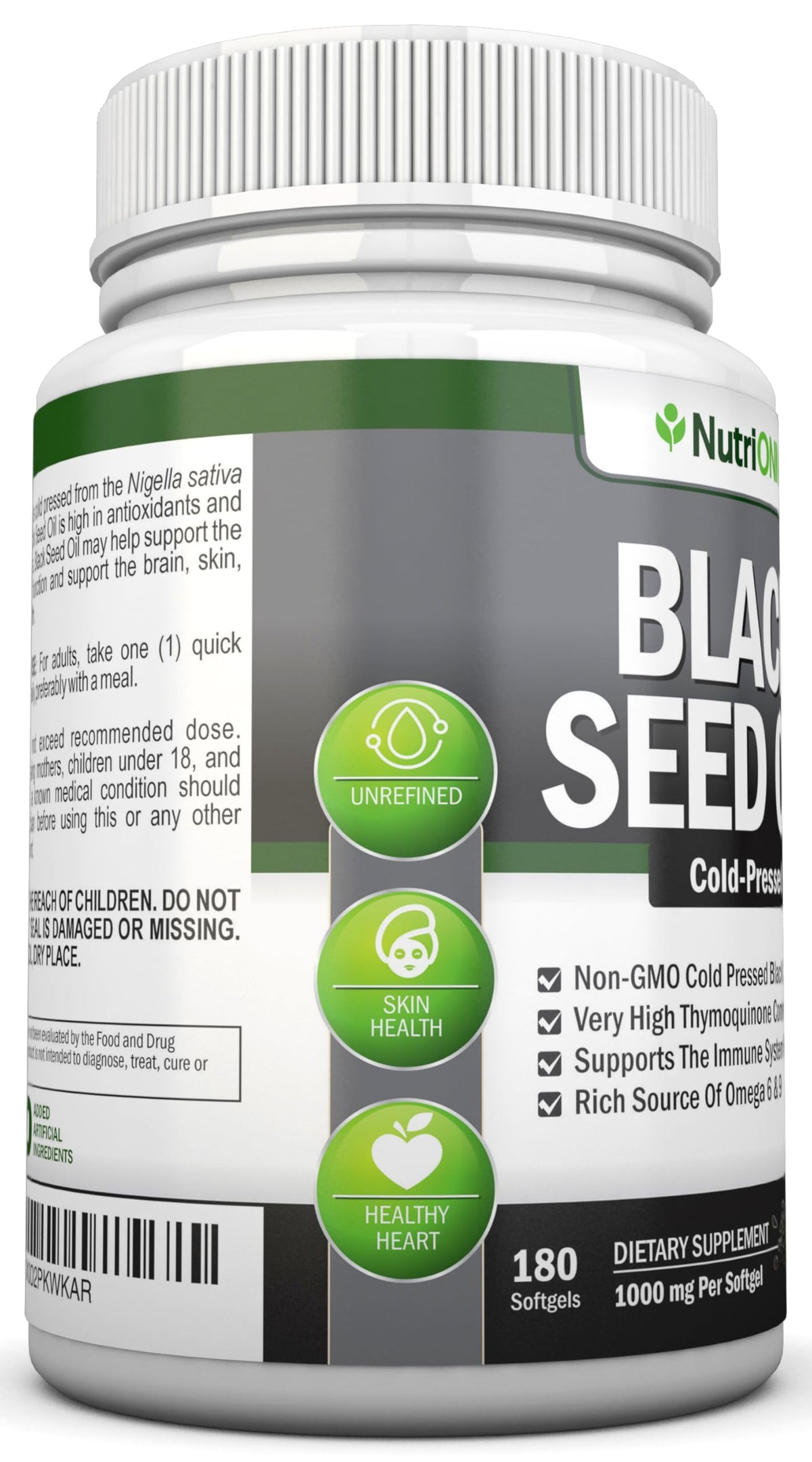 NutriONN Black Seed Oil 1000 mg Immune Support - 180 Softgels - image 4