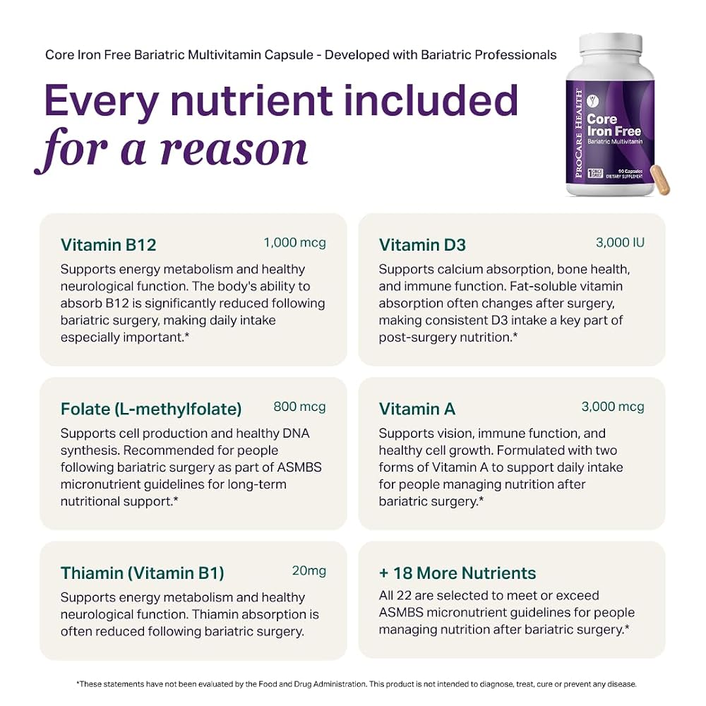 ProCare Health Core Iron Free Bariatric Multivitamin - 30 Capsules - image 6