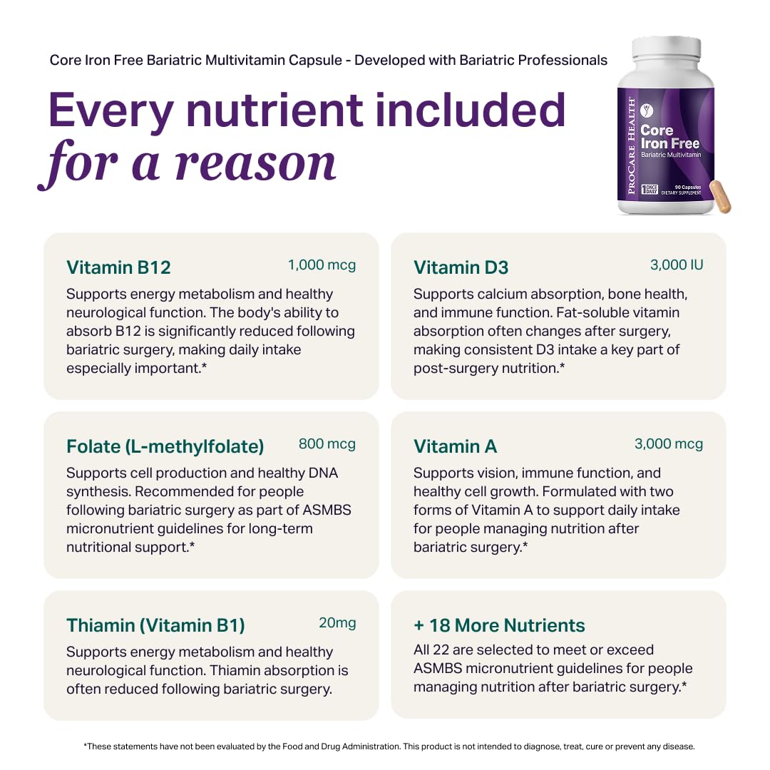ProCare Health Core Iron Free Bariatric Multivitamin - 30 Capsules - image 6