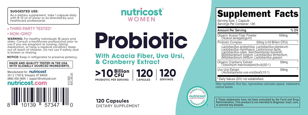 Nutricost Probiotic for Women 10 Billion CFU - 120 Capsules - image 6
