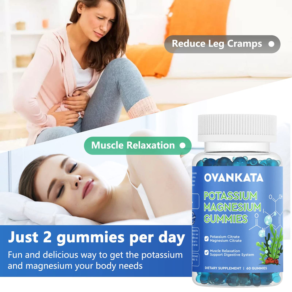 Ovankata Potassium Magnesium Gummies for Muscle Support - 120 Count - image 5