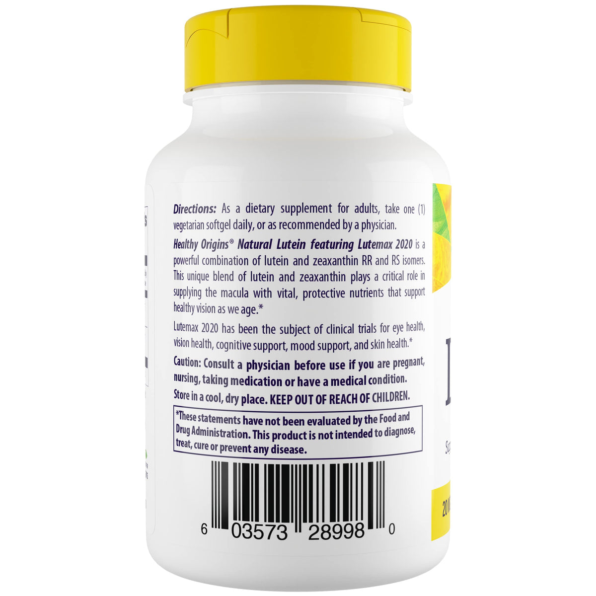 Healthy Origins Lutein Lutemax 2020 20 mg Eye Support - 180 Softgels - image 2