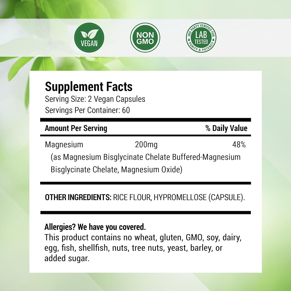 Nested Naturals Magnesium Glycinate 200mg - 240 Vegan Capsules - image 6