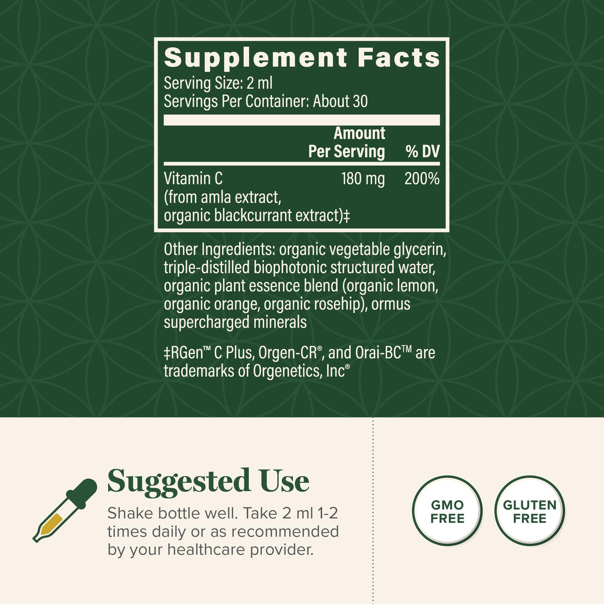 Global Healing Center Organic Vitamin C Liquid Drops 500mg - 2 Fl Oz - image 3