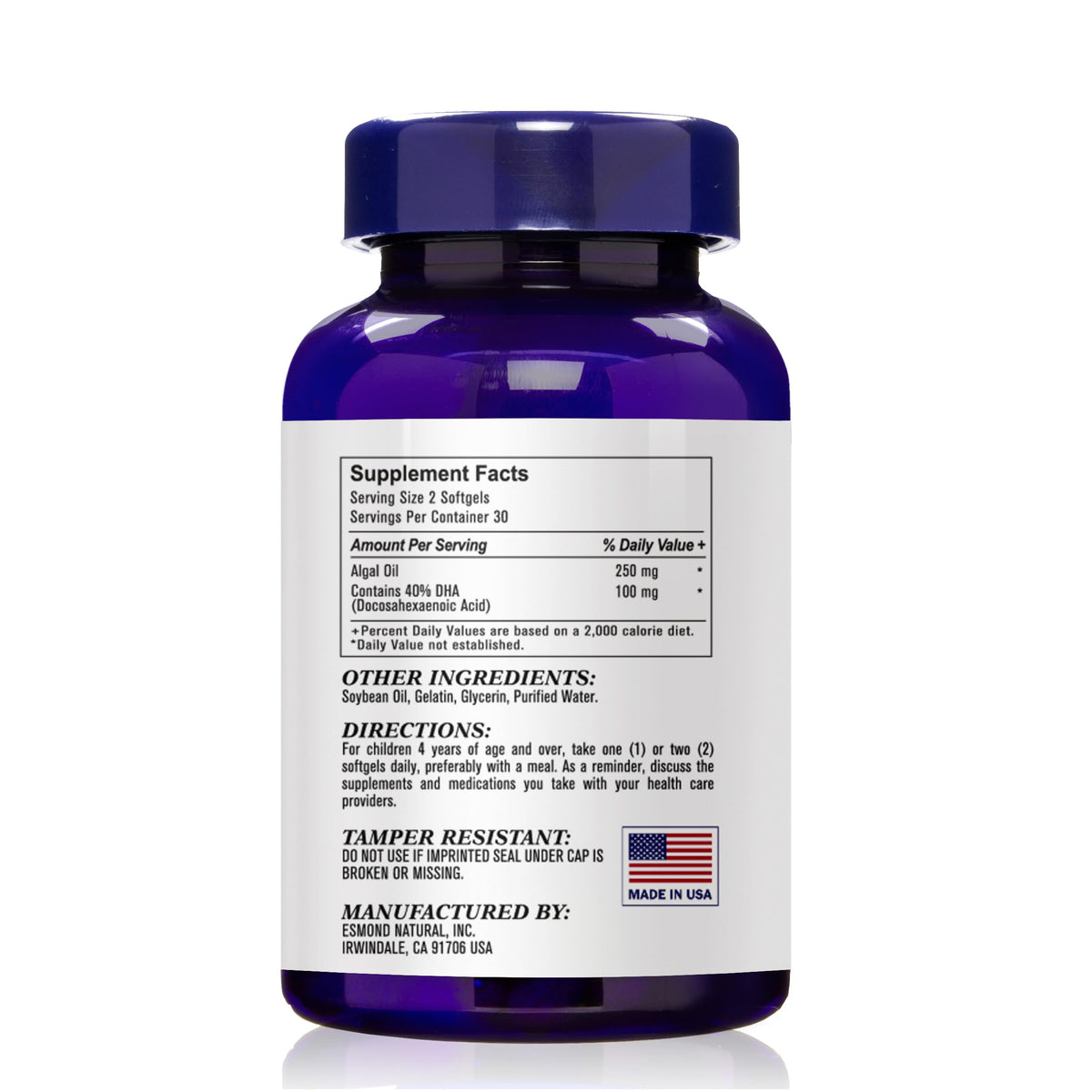 Esmond Natural DHA Algal Oil Omega-3 Brain Support - 60 Softgels - image 3