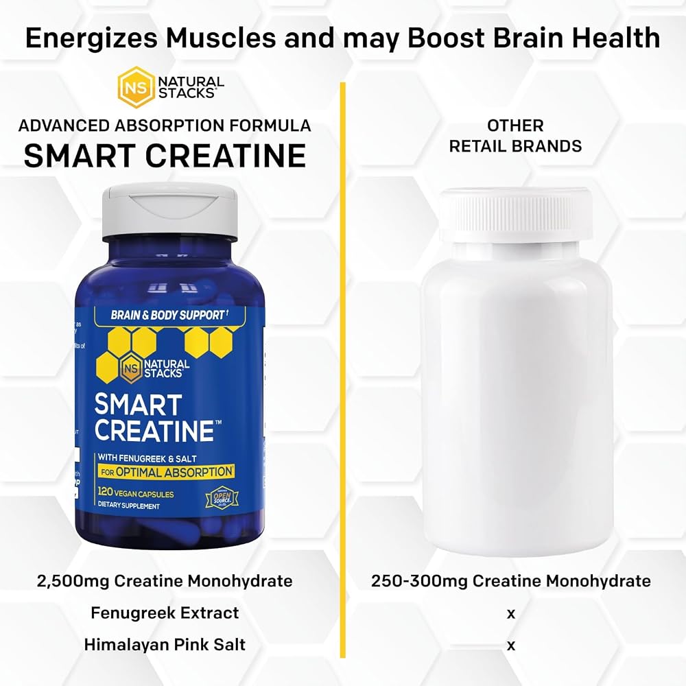 Natural Stacks Smart Creatine Monohydrate 2500mg - 120 Capsules - image 5