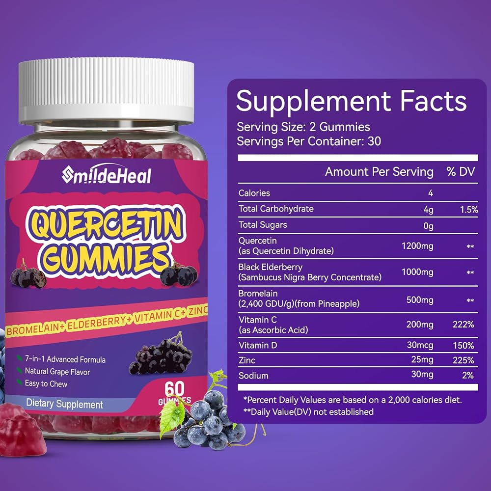 SmildeHeal Quercetin Gummies 1200MG