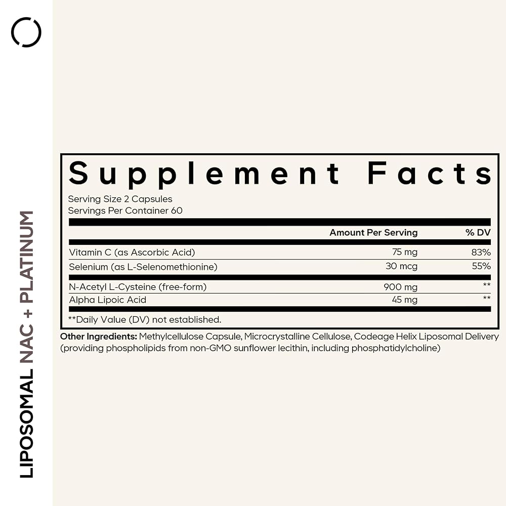 Codeage Liposomal NAC+ Platinum N-Acetyl L-Cysteine - 120 Capsules - image 2