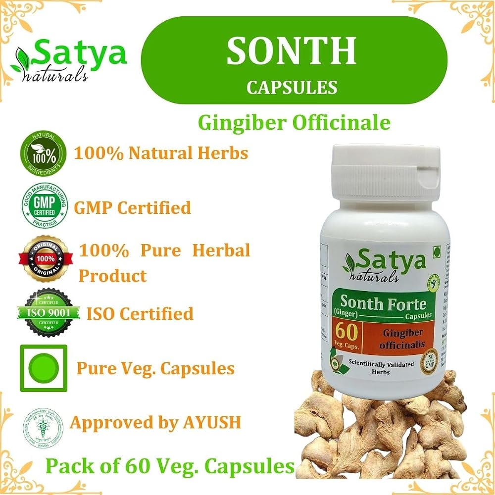Satya Naturals Sonth Forte Ginger Extract 500 mg - 60 Vegetarian Capsules - image 5