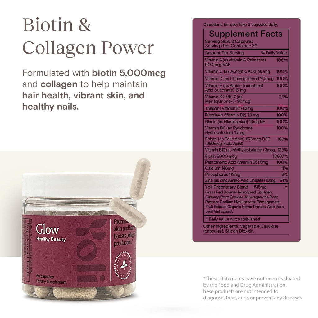 Yoli Glow Biotin and Collagen Daily Multivitamin - 60 Capsules - image 3