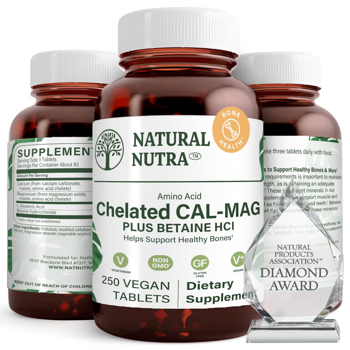 Natural Nutra Calcium Magnesium Supplement Plus Betaine HCL