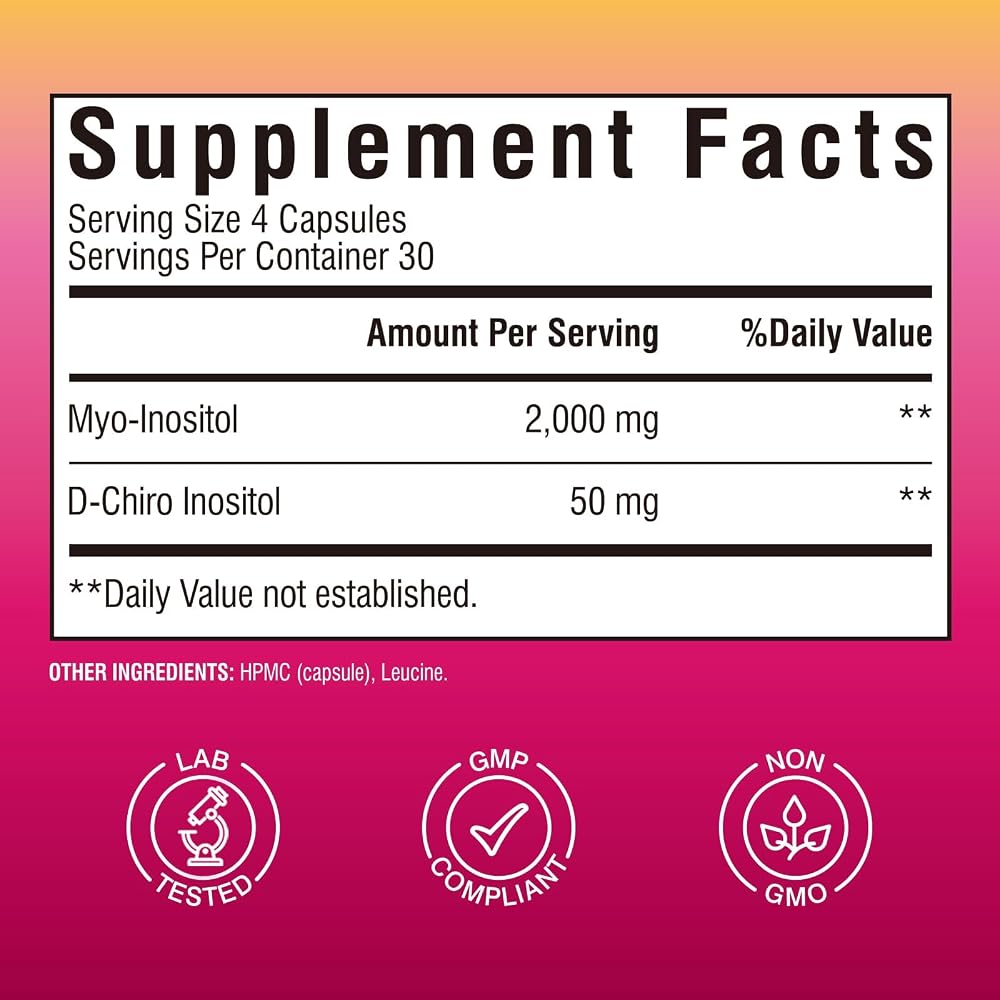 Vitalibre Inositol Supplement Myo & D-Chiro 40:1 Ratio - 120 Capsules - image 2