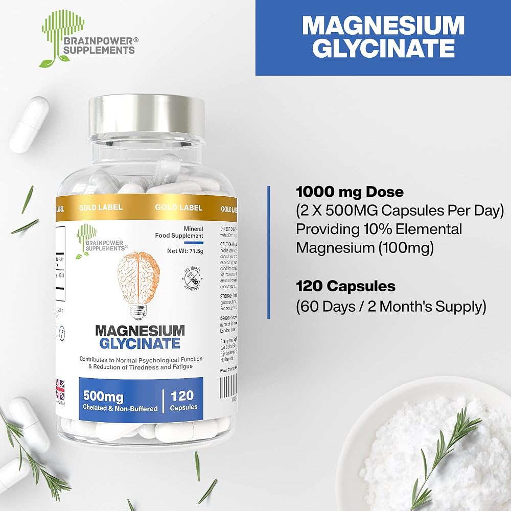 Brainpower Supplements Magnesium Bisglycinate 500mg - 120 Capsules - image 2