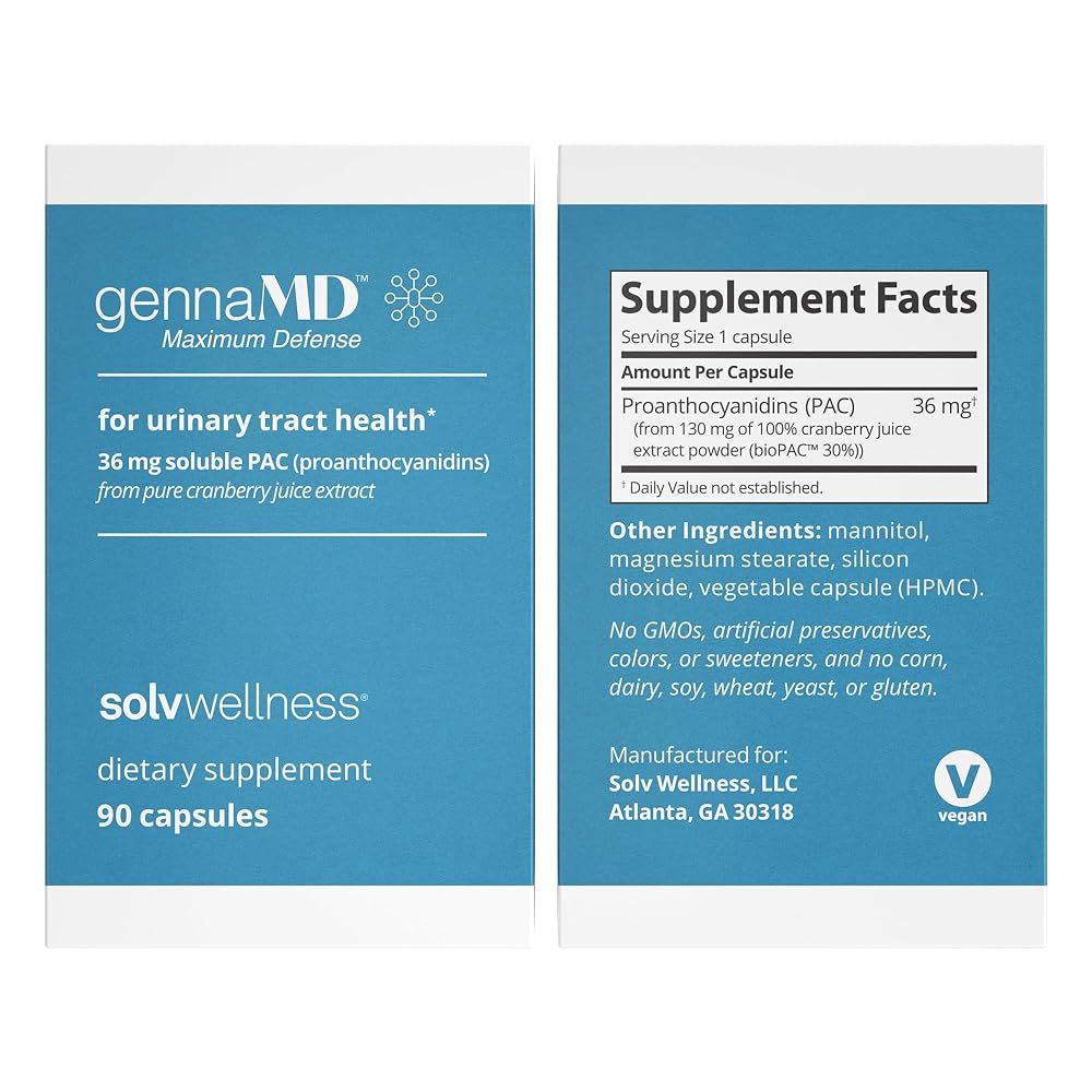 Solv Wellness GennaMD Maximum Strength Cranberry Supplement, 36 mg PAC