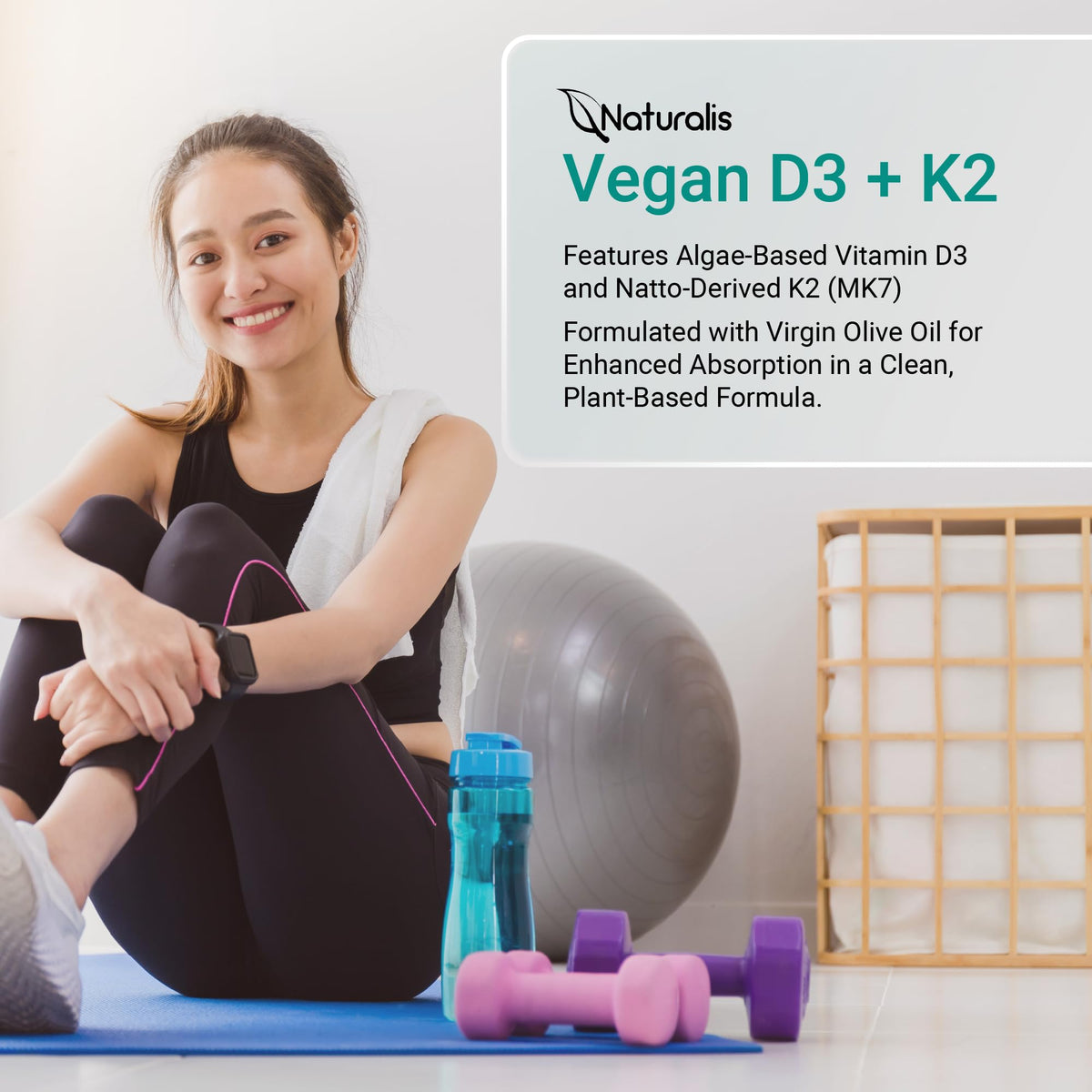 Naturalis Vegan Vitamin D3 + K2 with Extra Virgin Olive Oil