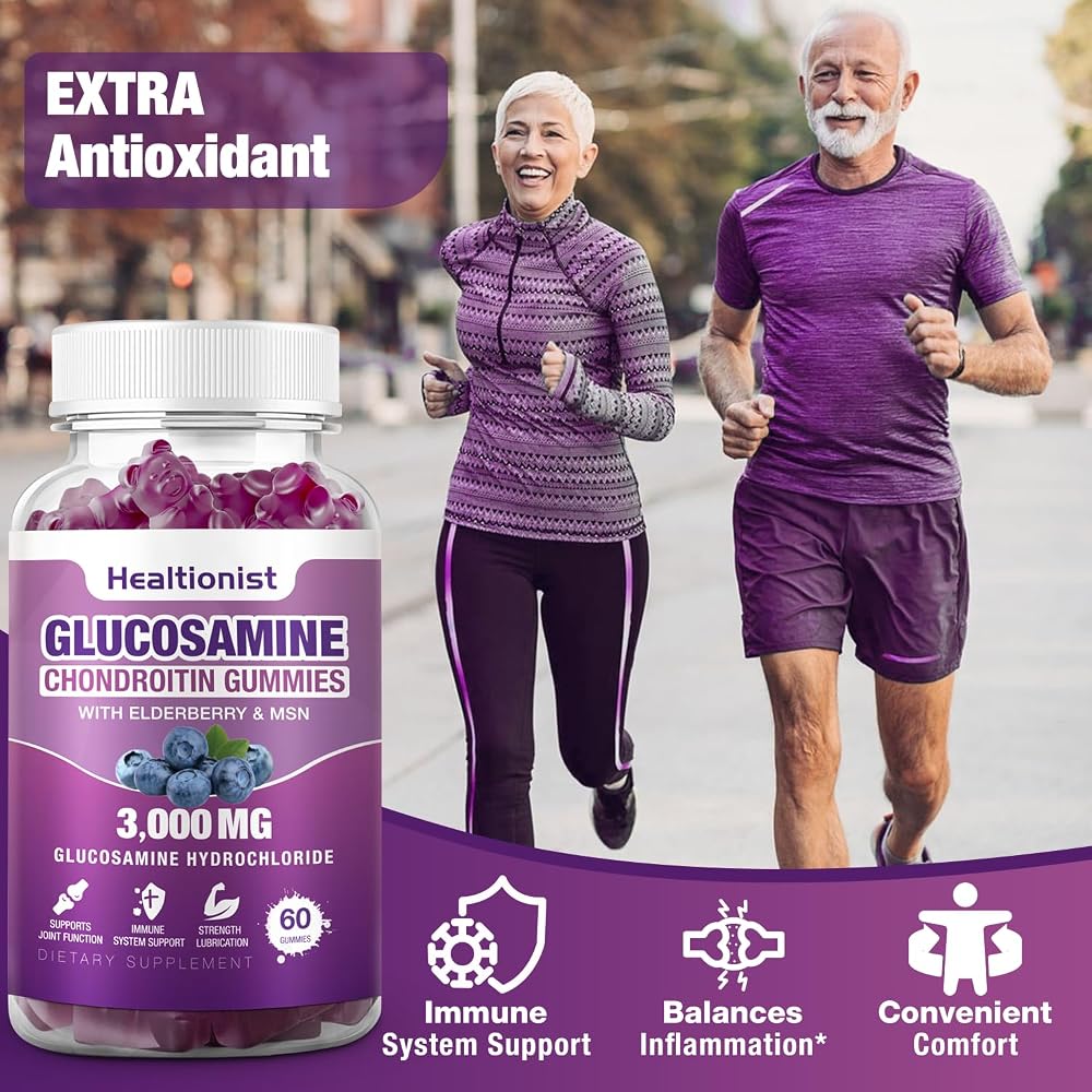 Healtionist Glucosamine Chondroitin Gummies with MSM & Elderberry - 120 Count - image 5
