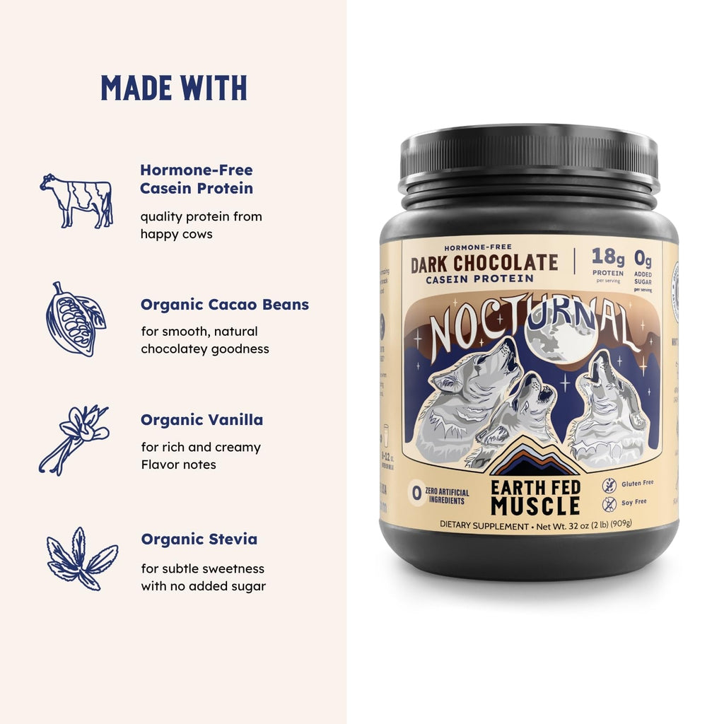 Earth Fed Muscle Nocturnal Casein Protein Dark Chocolate - 23 Servings - image 3