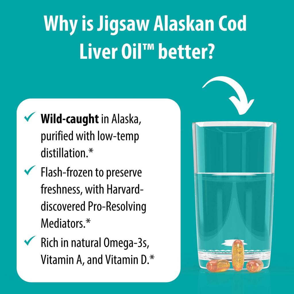 Jigsaw Health Alaskan Cod Liver Oil 900 mg Omega-3 - 180 Softgels - image 6