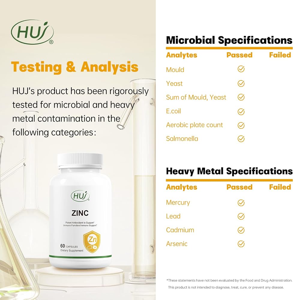 HUJ Zinc Bisglycinate Chelate Capsules for Immune Support - 60 Capsules - image 6