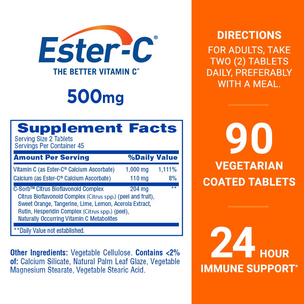 Ester-C Vitamin C 500 mg Coated Tablets - 90 Count - image 2