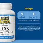 Natural Factors Vitamin D3 1000 IU Bone & Immune Support - 180 Tablets - image 3