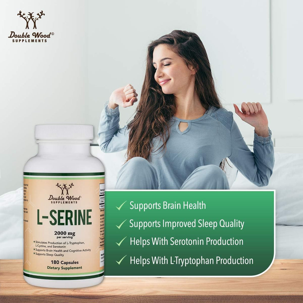 Double Wood Supplements L-Serine 2,000mg Memory & Clarity Support - 180 Capsules - image 5