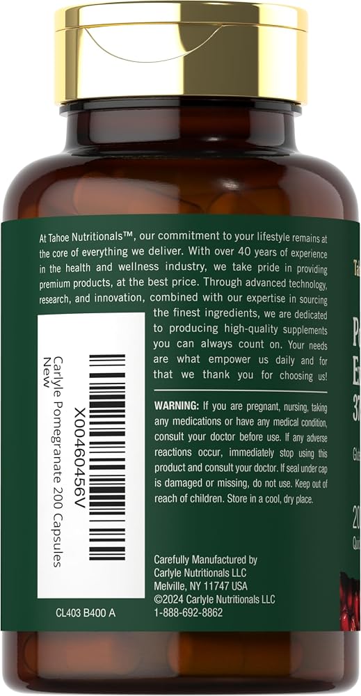 Tahoe Nutritionals Pomegranate Extract Capsules - 200 Count - image 3