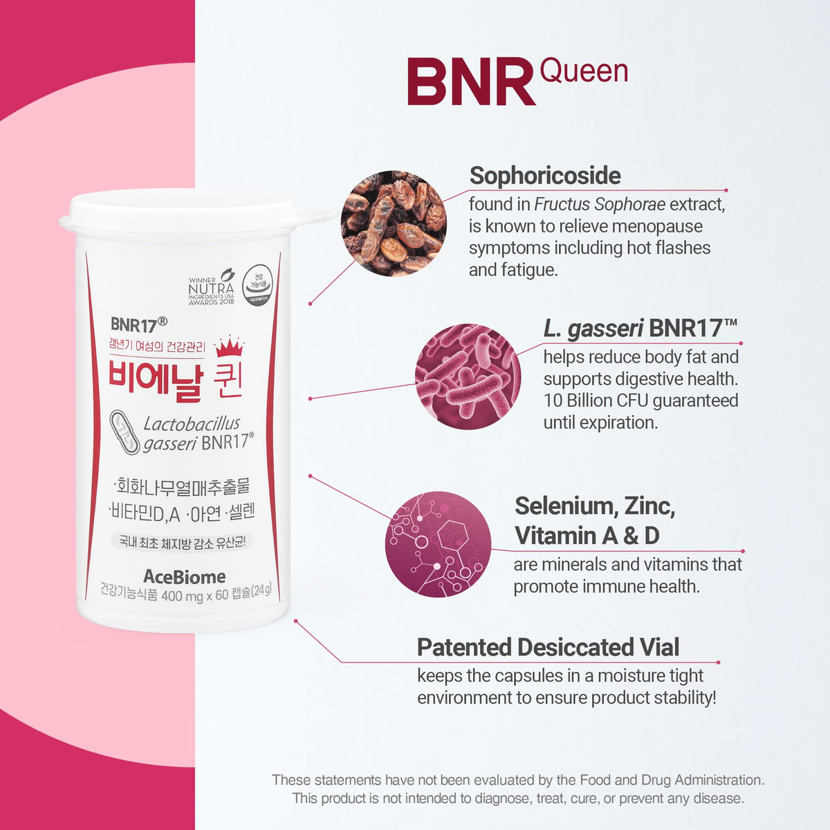 AceBiome Bnr Queen Menopausal Support Probiotic - 360 Capsules - image 5