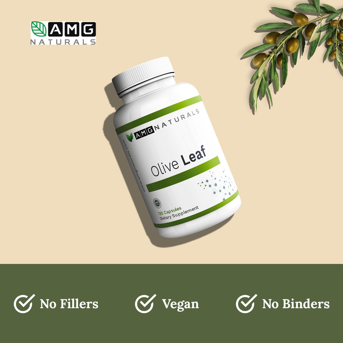 AMG Naturals Olive Leaf Herbal Supplement - 90 Capsules - image 3