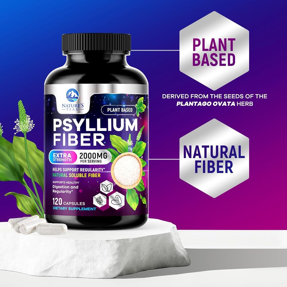 Nature's Peak Psyllium Husk Powder 2000mg Per Serving - Soluble Fiber
