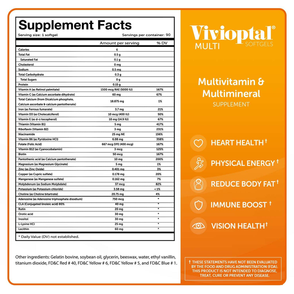 Vivioptal Multi Multivitamin & Multimineral - 90 Softgels - image 7