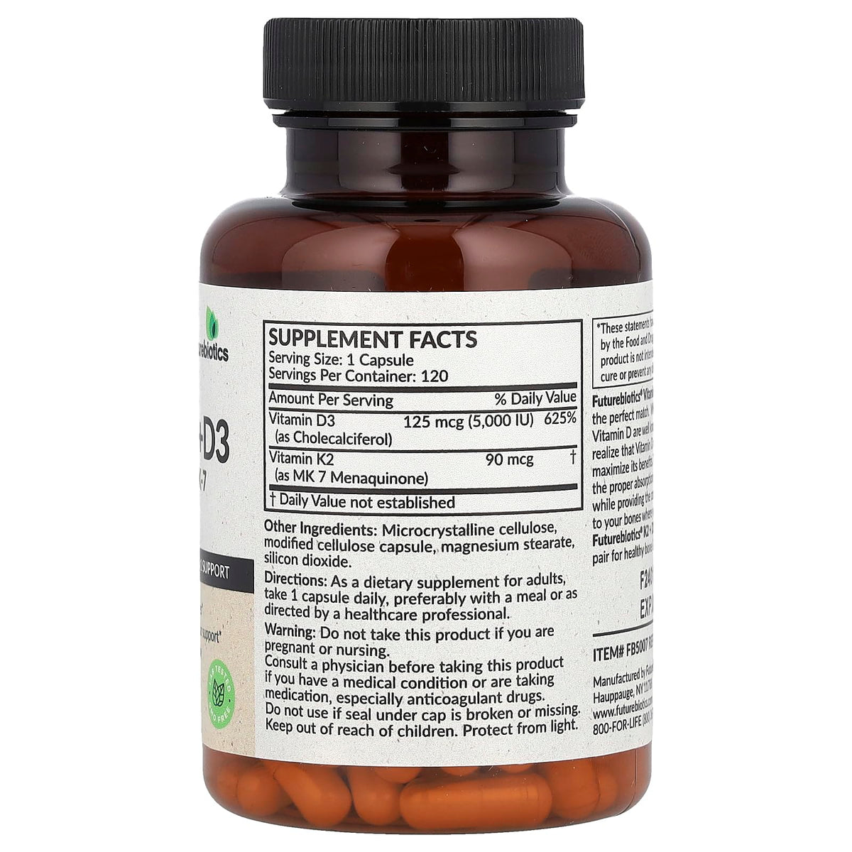 Futurebiotics Vitamin K2 + D3 - 120 Capsules - image 2