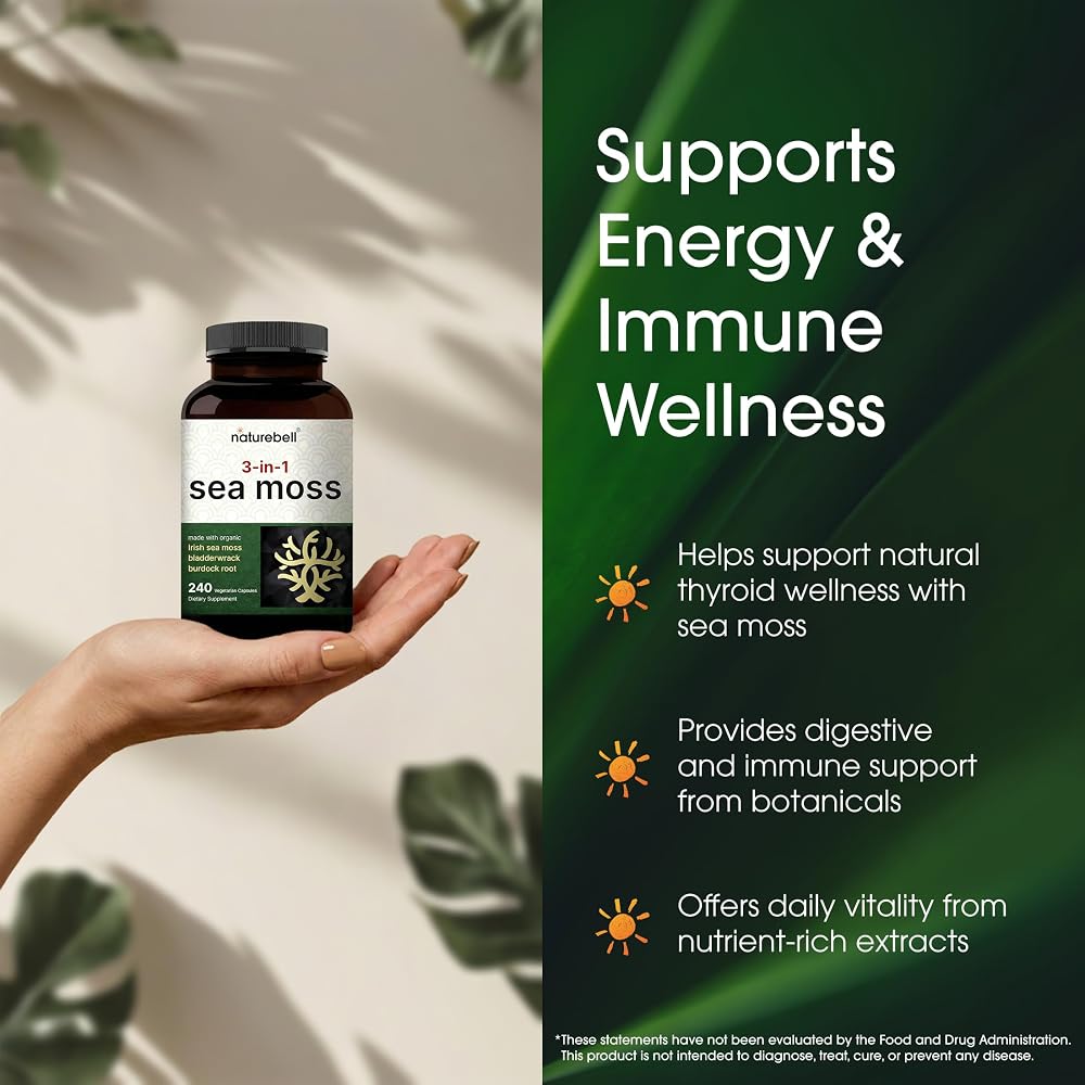 NatureBell 3-in-1 Sea Moss - 240 Vegetarian Capsules - image 6